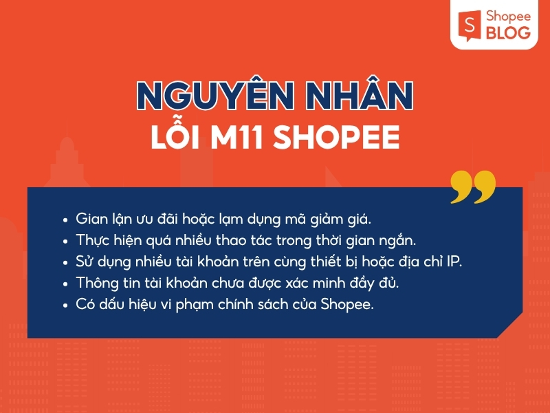 Nguyên nhân gây ra lỗi M11 của Shopee