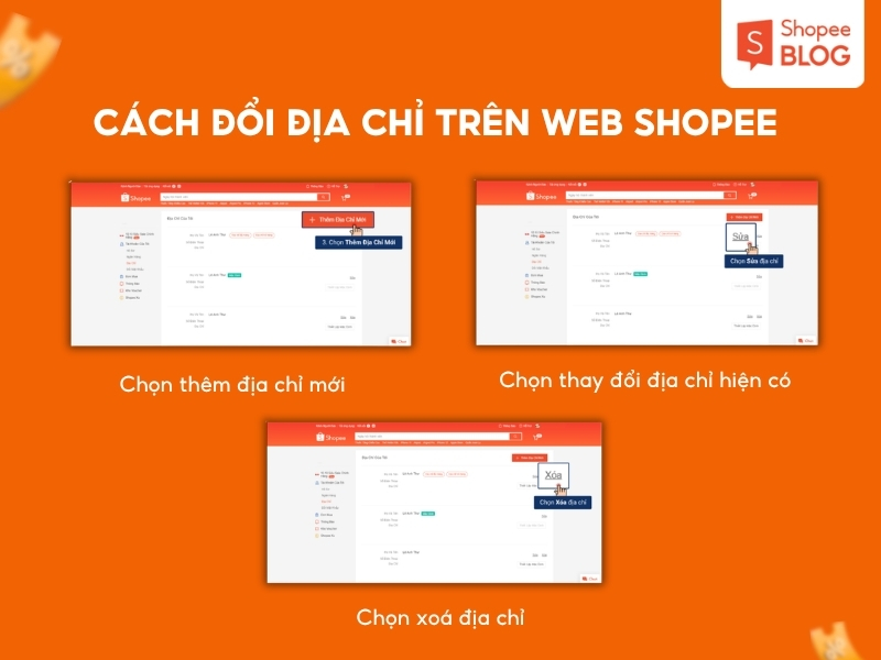 Chỉnh sửa địa chỉ Shopee trên website Shopee