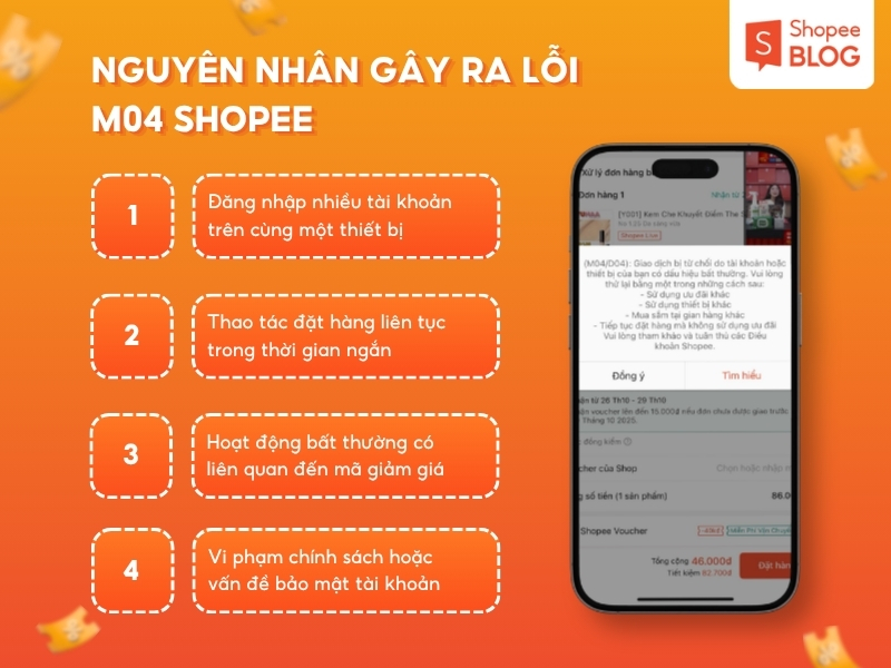Nguyên nhân gây ra lỗi M04 Shopee