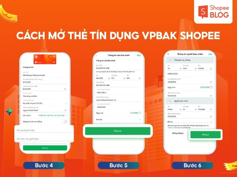 Các bước mở thẻ tín dụng VPBank Shopee