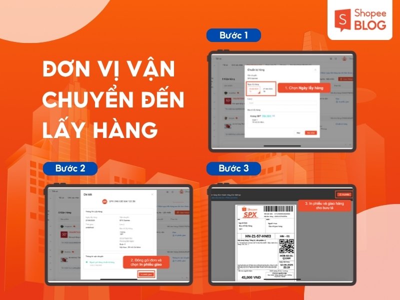 Lựa chọn đơn vị vận chuyển đến lấy hàng Shopee
