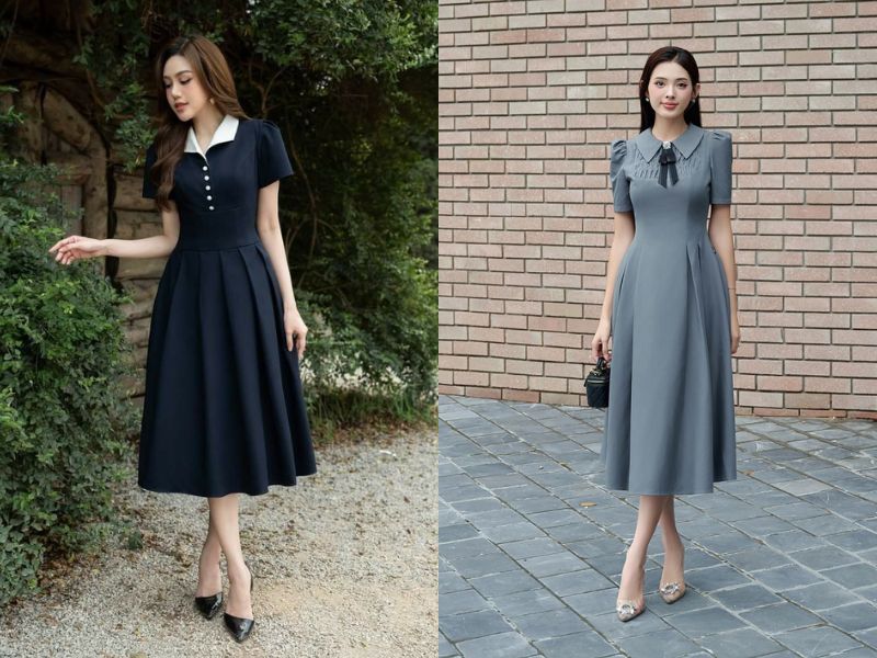 váy midi chiết eo