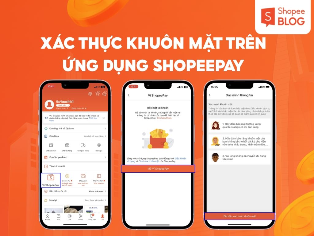 Xác thực sinh trắc học trên app Shopee