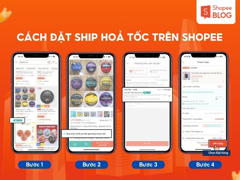 Cách đặt ship hoả tốc trên Shopee