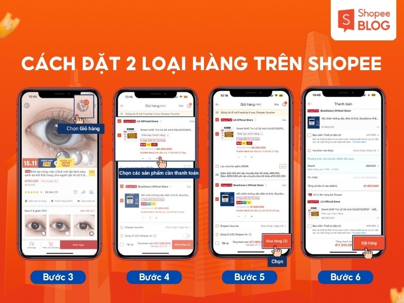 Hướng dẫn cách đặt 2 loại hàng trên Shopee