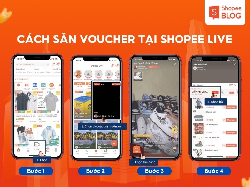 Cách săn mã voucher Shopee tại Shopee Live