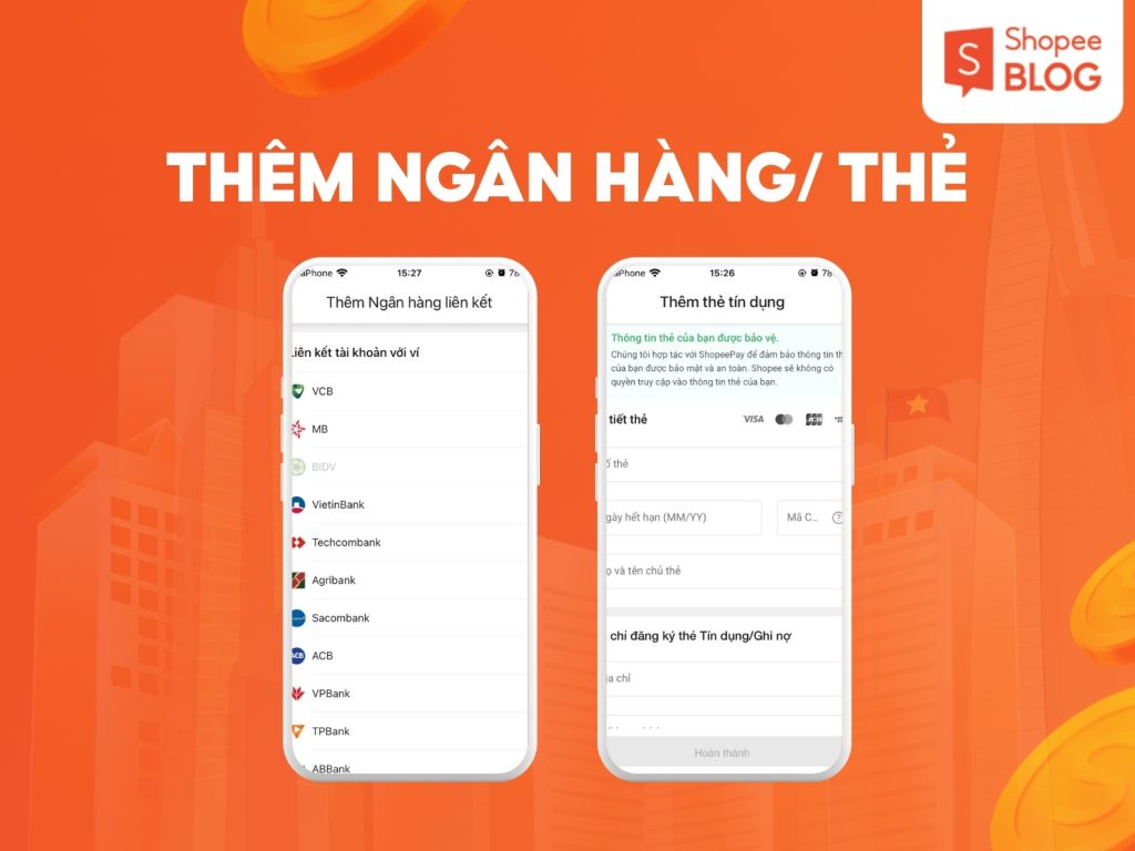 Thêm thẻ hoặc ngân hàng