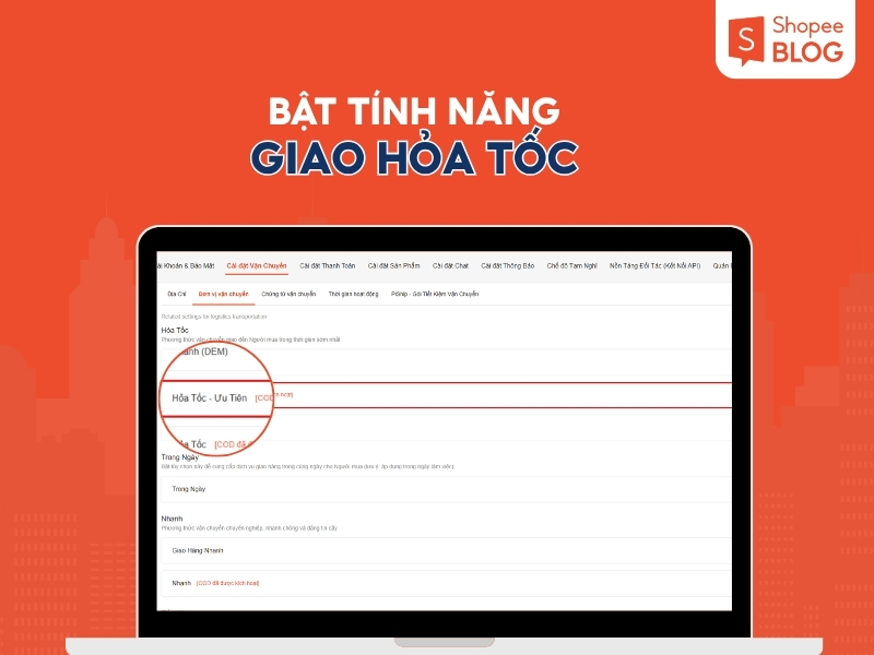 Cách đặt hàng ship hoả tốc trên shopee