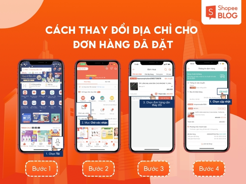 Đổi địa chỉ Shopee khi đơn chưa được xác nhận