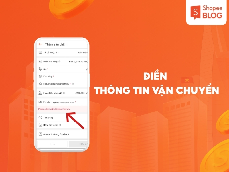 Điền thông tin vận chuyển