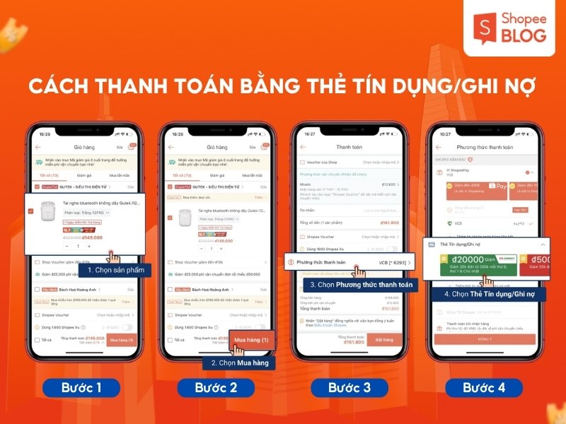 Cách thanh toán Shopee bằng thẻ tín dụng/ghi nợ