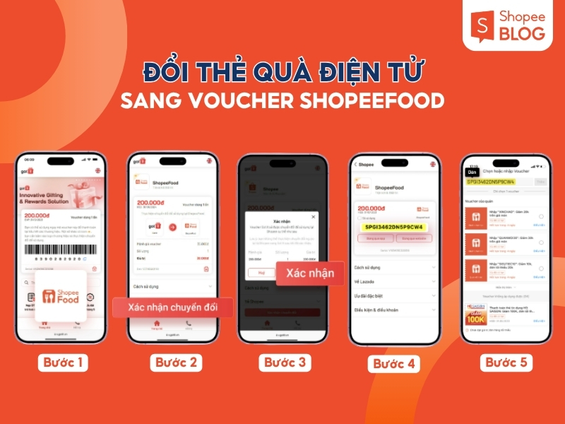 Cách đổi thẻ quà điện tử sang voucher ShopeeFood