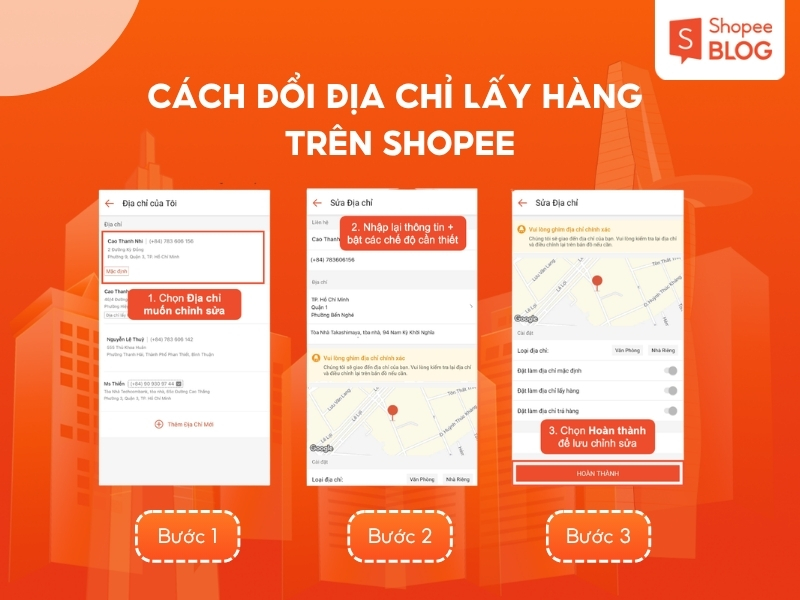 Cách đổi địa chỉ lấy hàng trên Shopee