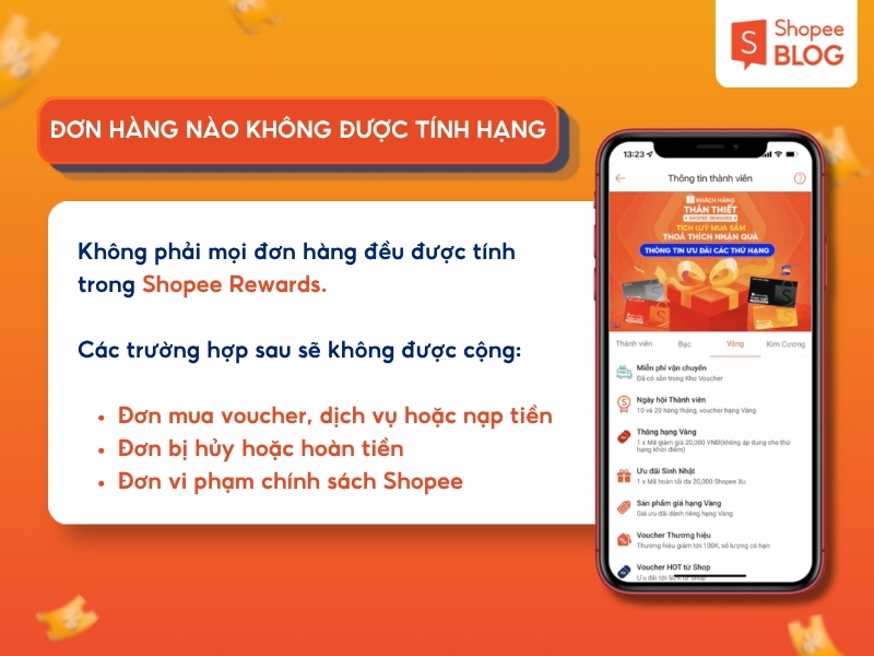 Những đơn hàng nào không được tính để thăng hạng?