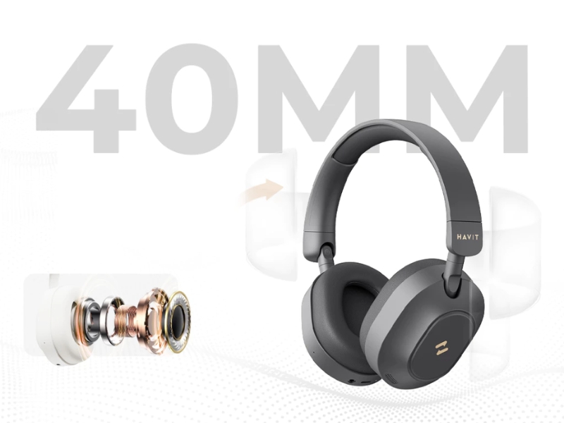 Màng loa Dynamic 40mm Tai nghe Bluetooth Headphone Havit Space NC01H