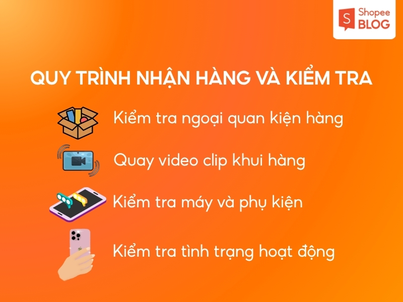 Quy trình kiểm hàng khi mua điện thoại trên Shopee