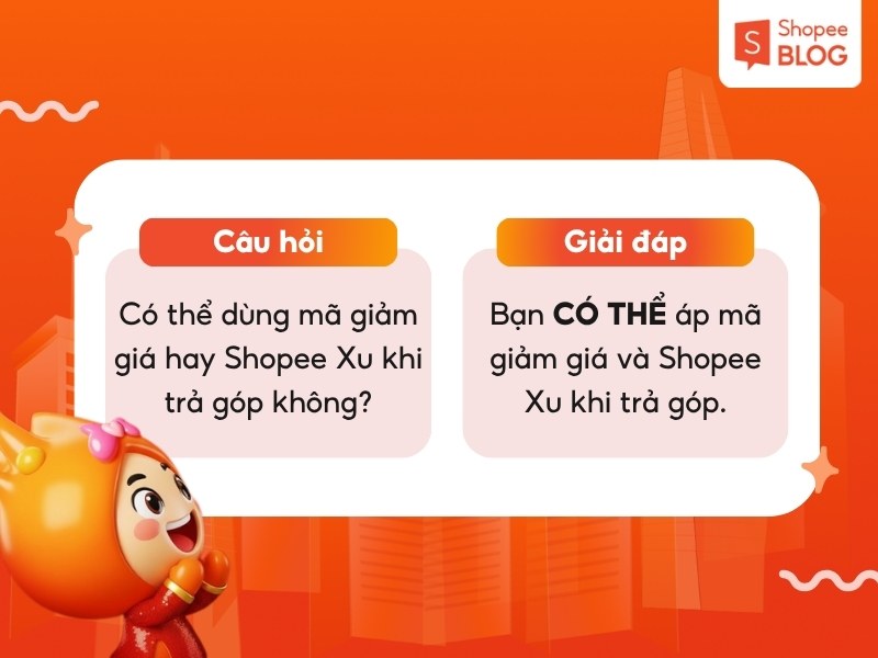 Áp mã và xu khi mua hàng trả góp Shopee
