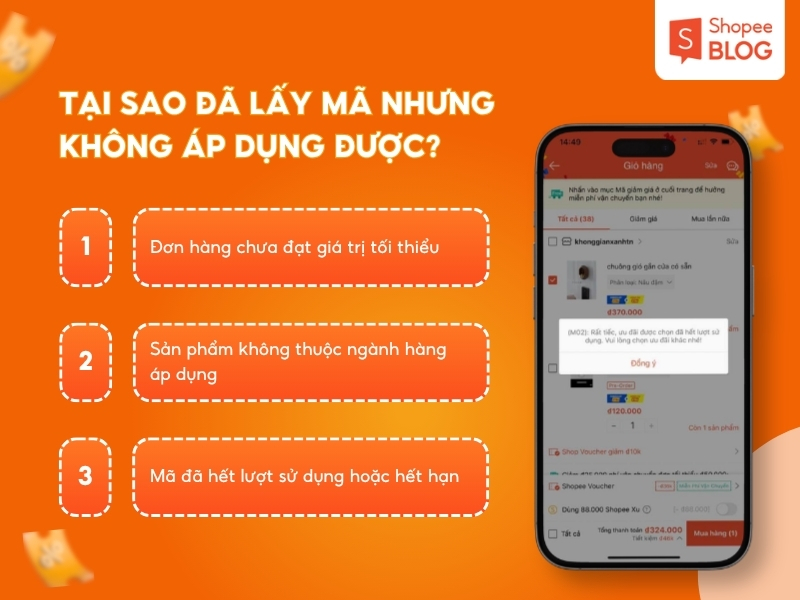 Tại sao đã lấy mã nhưng không áp dụng được? 