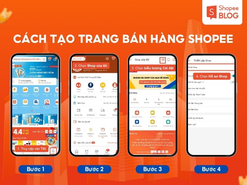 Cách mở shop trên Shopee bằng điện thoại