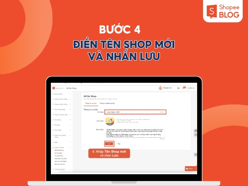 Cách thay đổi tên Shop trên kênh Người bán 