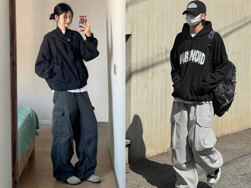 áo hoodie quần cargo