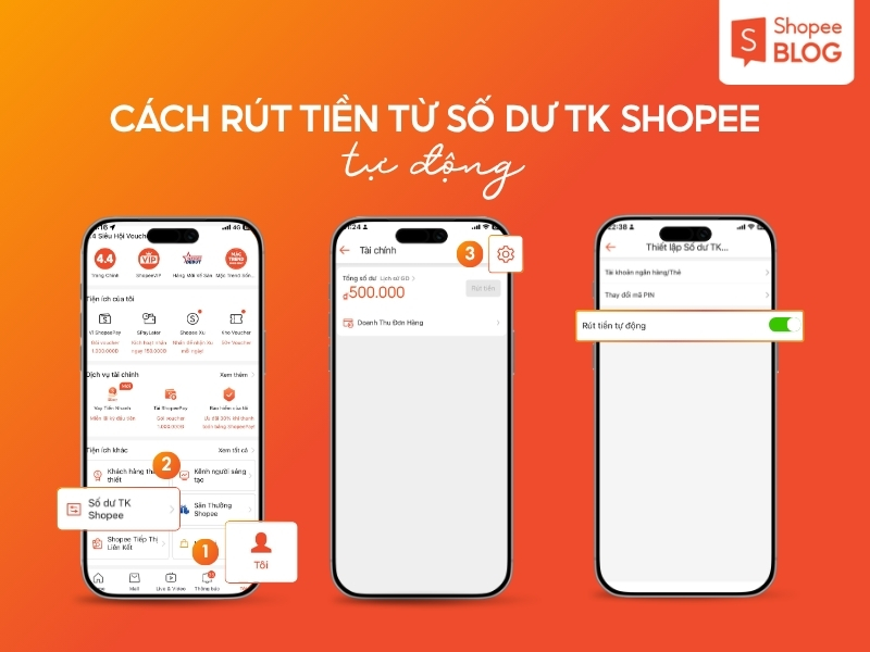 rút tiền từ số dư tài khoản Shopee tự động