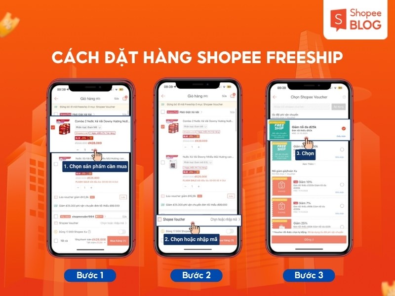 Cách đặt hàng trên Shopee miễn phí vận chuyển