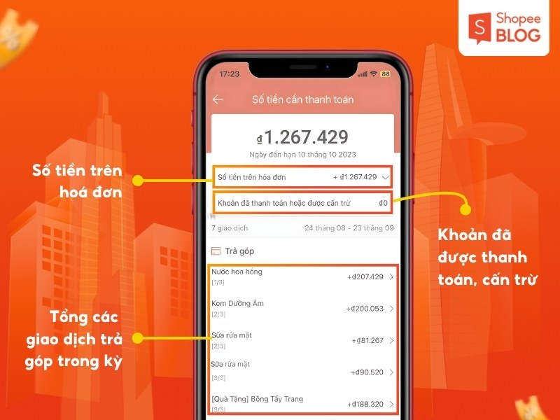Các thông tin quan trọng trên hóa đơn SPayLater