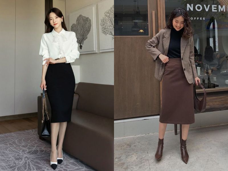 áo kiểu chân váy but chì