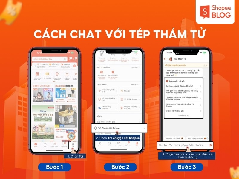 Cách chat với Tép Thám Tử Shopee