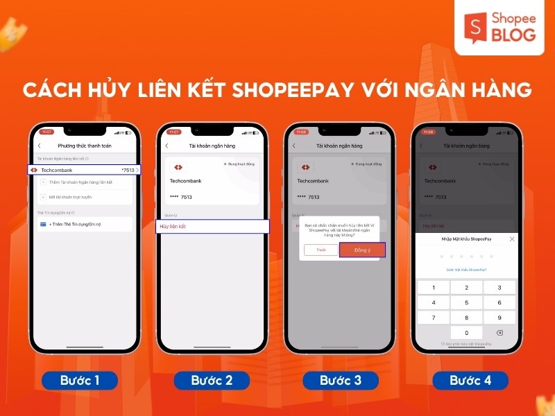 Cách hủy liên kết ngân hàng với ShopeePay