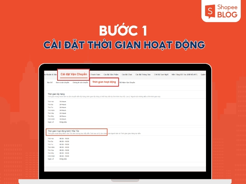 Cài đặt thời gian hoạt động