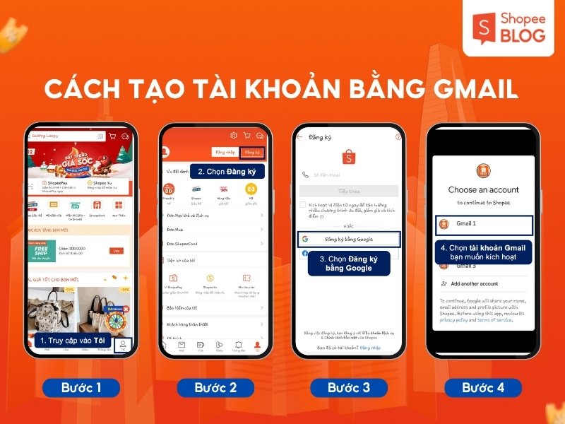 Cách tạo tài khoản Shopee bán hàng bằng Gmail