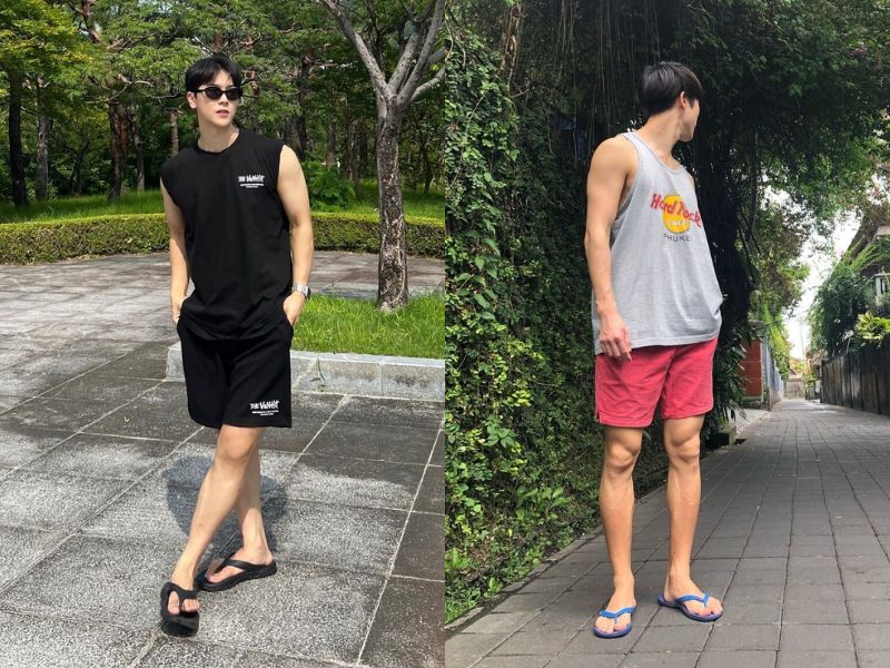 dép kẹp áo tanktop quần short
