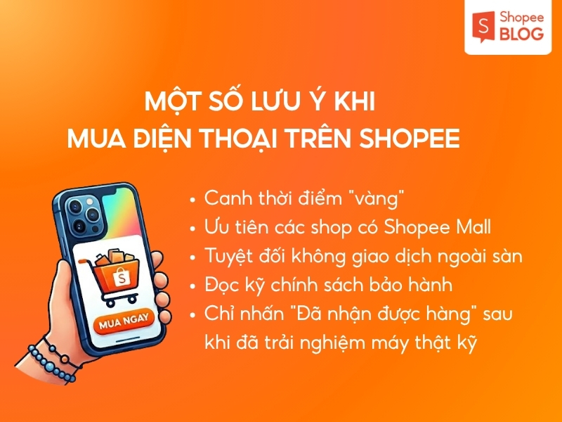 lưu ý khi mua điện thoại trên Shopee