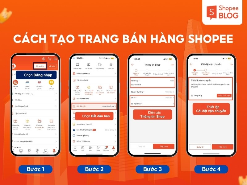 Cách mở kênh bán hàng trên Shopee trên điện thoại