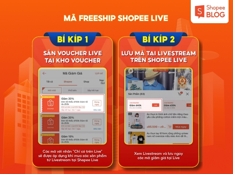 Mã freeship từ Shopee Live trên Shopee