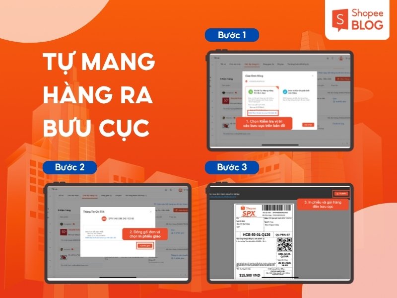 Lựa chọn tự mang hàng ra bưu cục Shopee