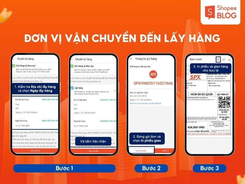 Trường hợp đơn vị vận chuyển đến lấy hàng Shopee