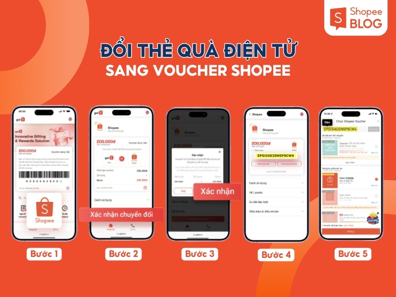 Cách đổi thẻ quà điện tử sang voucher Shopee