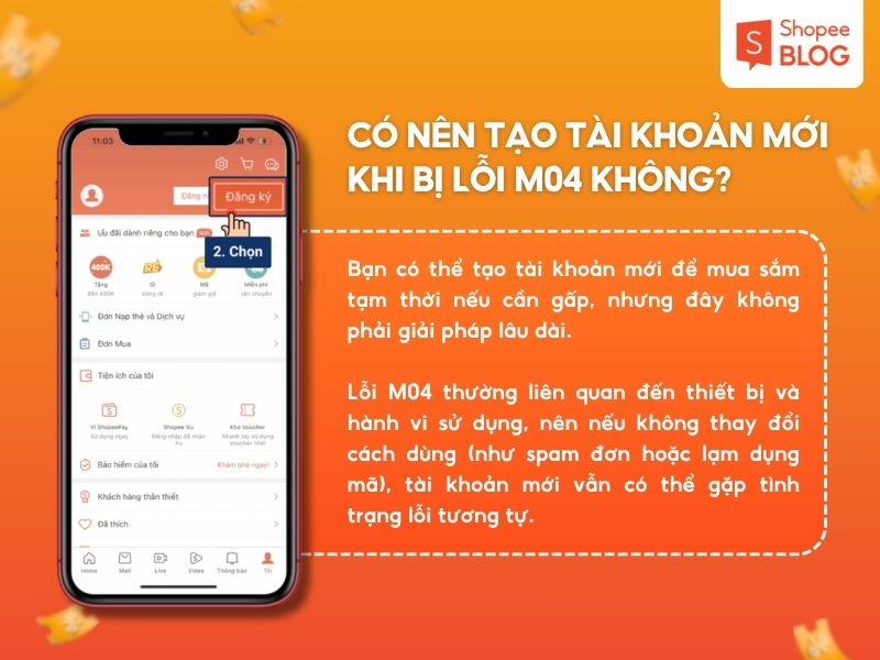 Có nên tạo tài khoản mới khi bị lỗi M04 không?