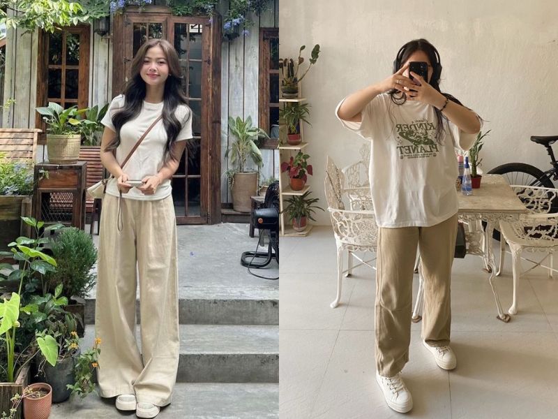 áo thun quần kaki suông