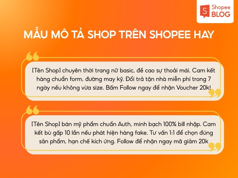 Mẫu mô tả sản phẩm trên Shopee 