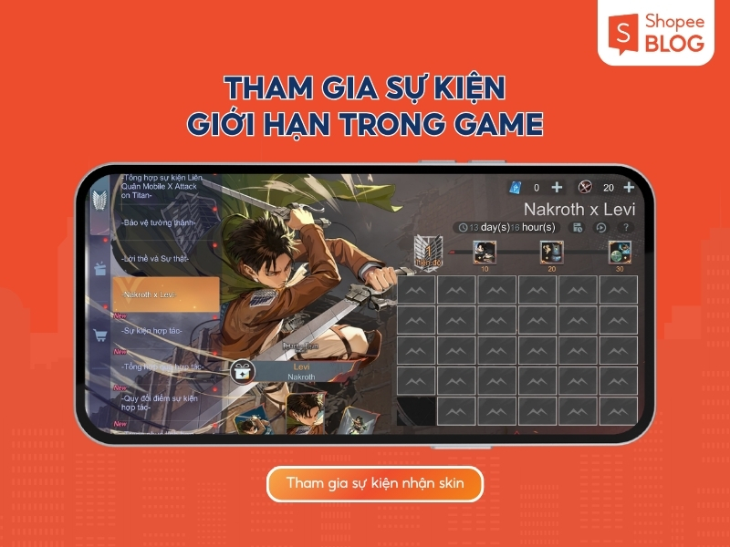 Tham gia sự kiện nhận skin