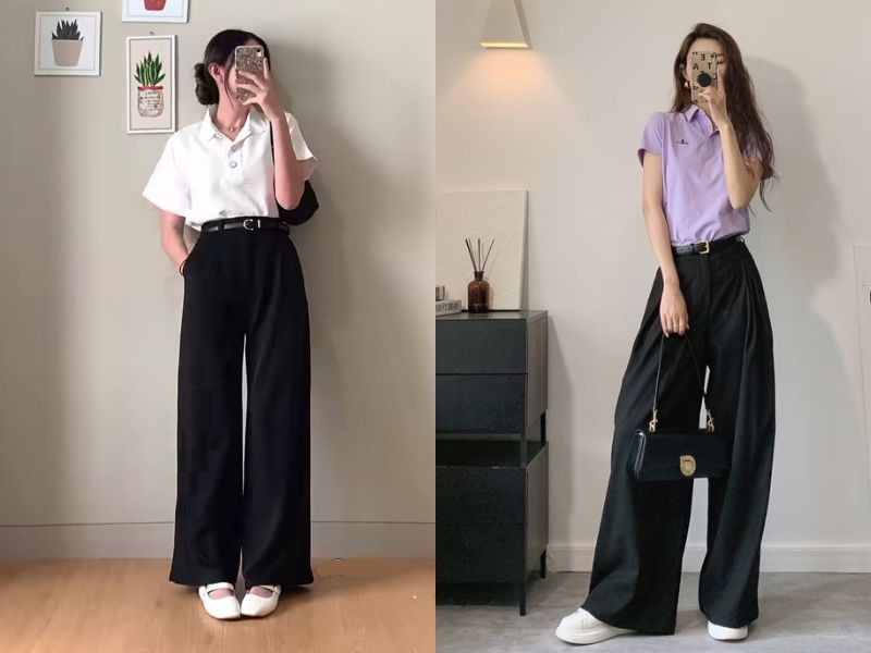 áo polo quần tây ống suông