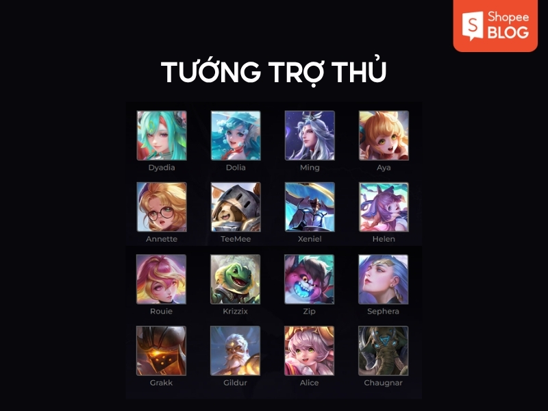 tất cả các tướng trong Liên Quân Mobile chức năng trợ thủ