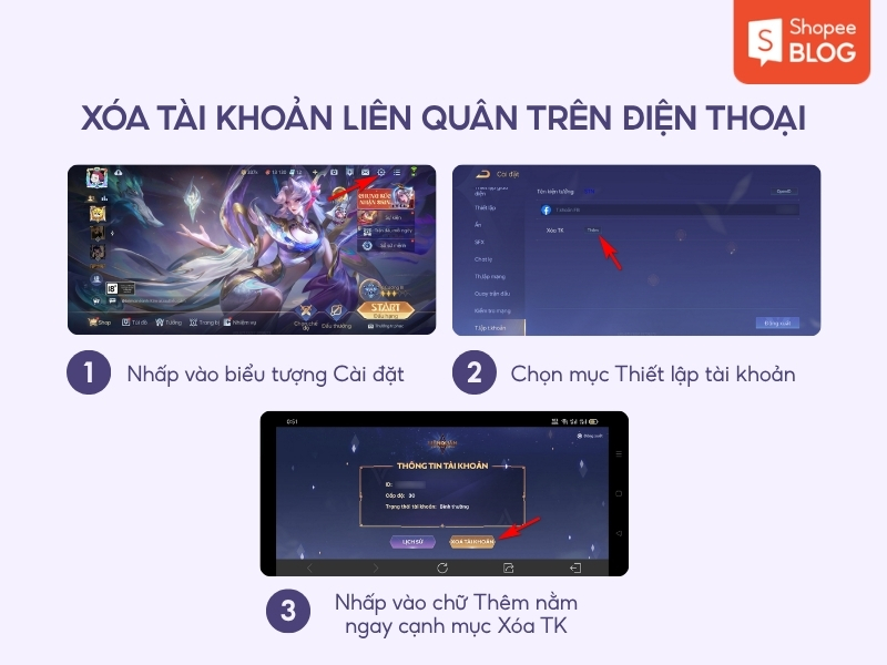 xóa tài khoản Liên Quân trên điện thoại