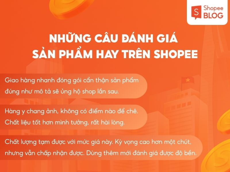 những câu đánh giá sản phẩm hay trên shopee