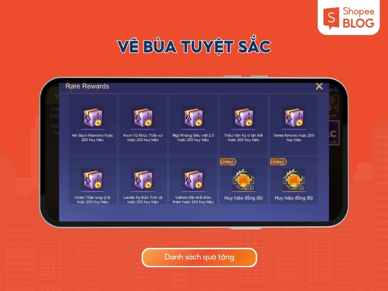Danh sách quà tặng