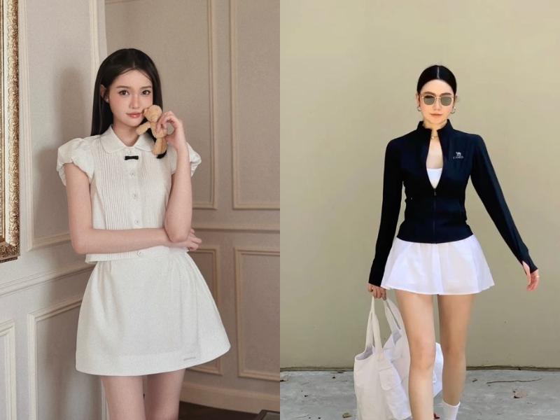 Phối đồ với chân váy chữ A trắng